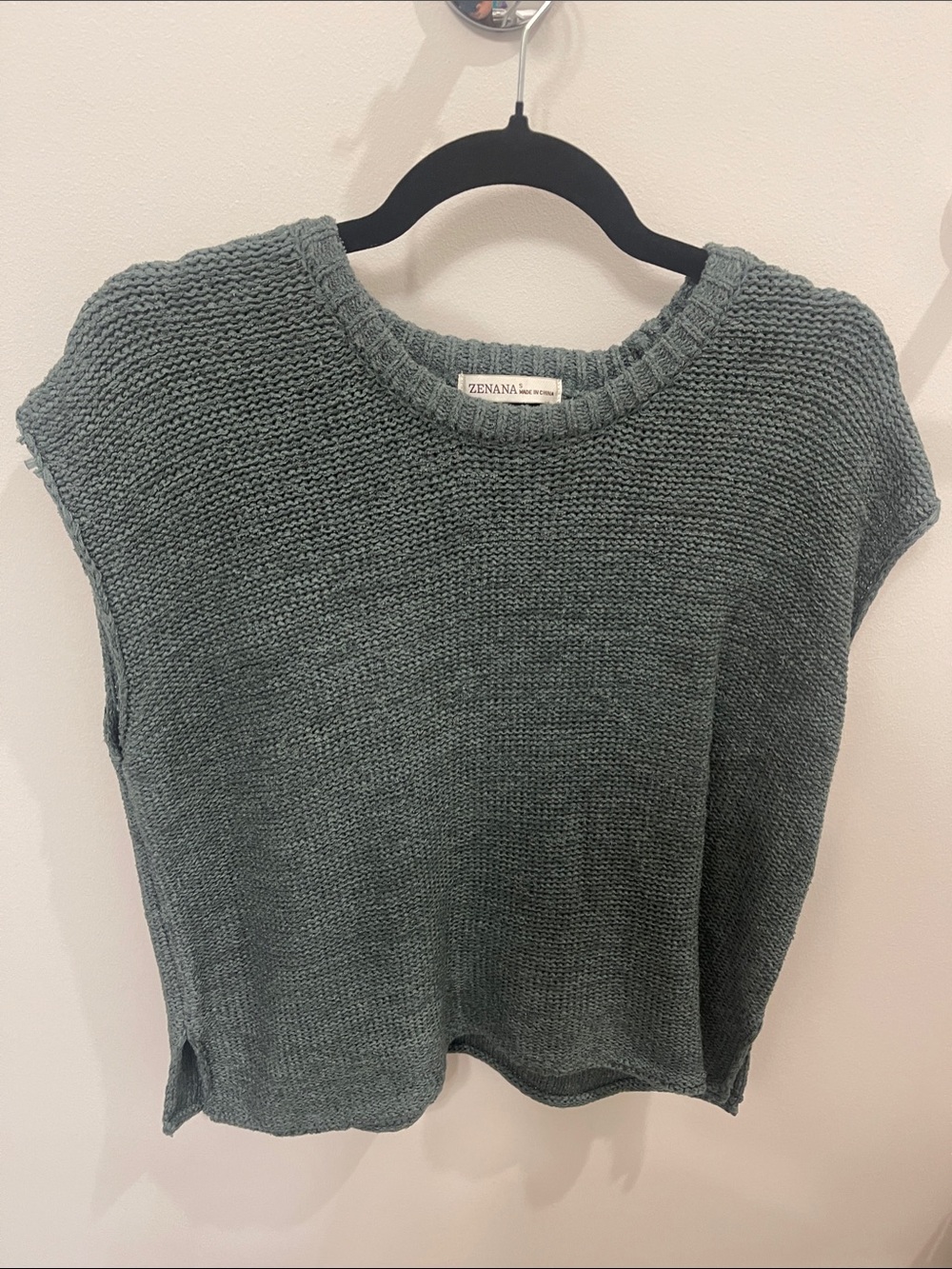 Zenana Outfitters Sage Green Sleeveless Crewneck Knit Top